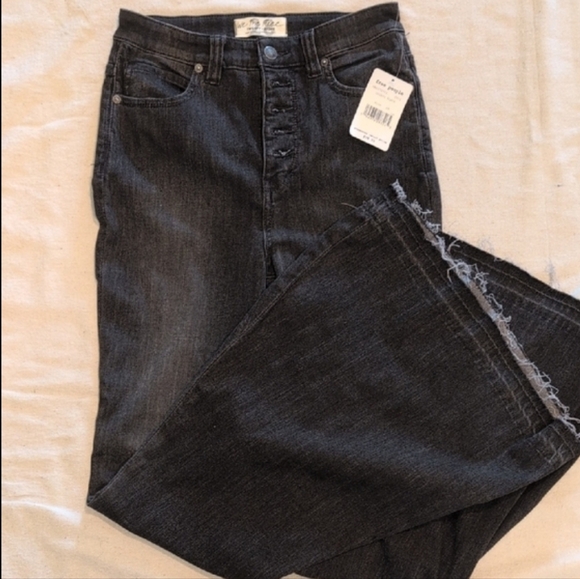 Free People NWT Charcoal High Rise Flare Jeans - Picture 5 of 6